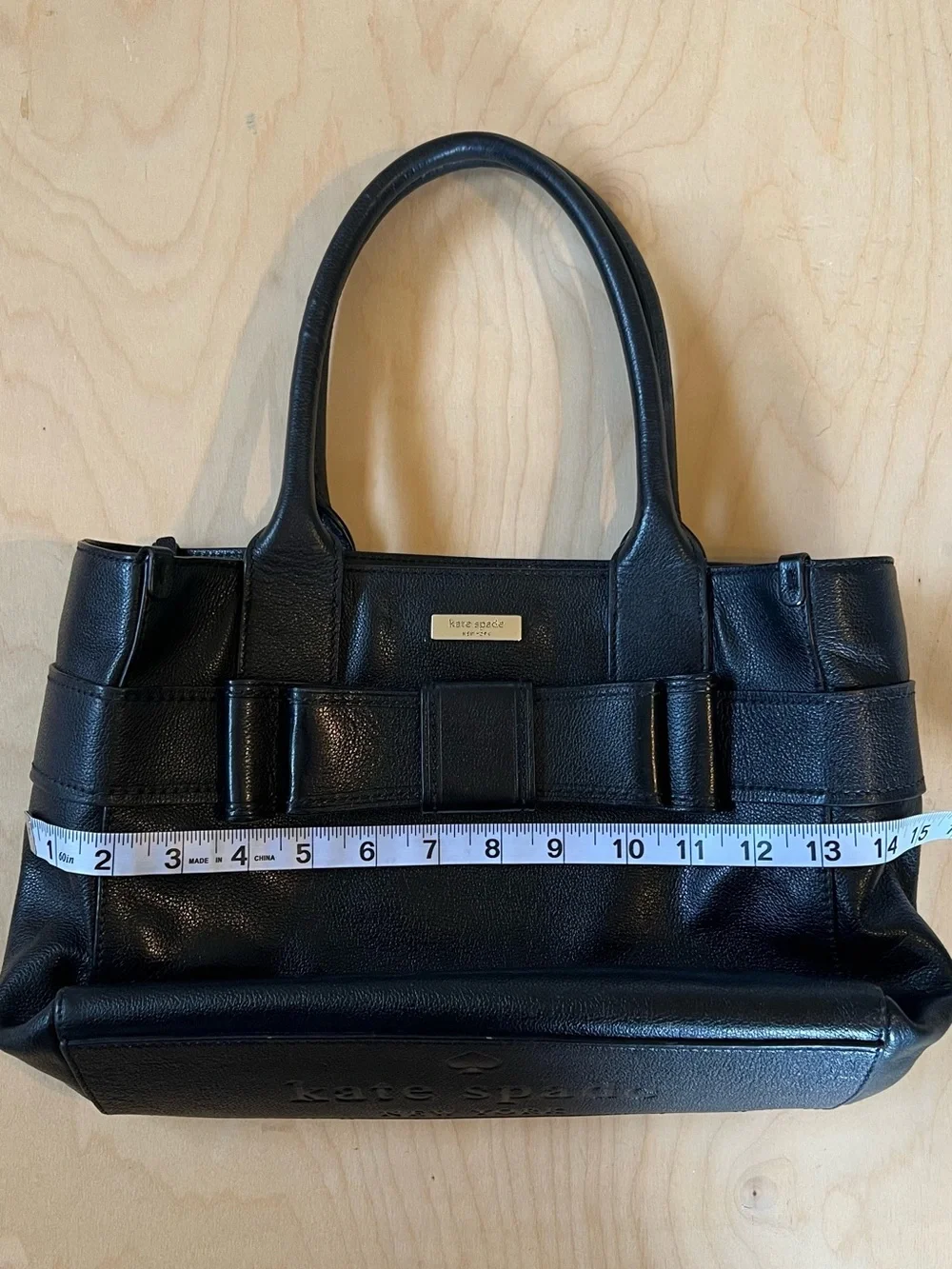Kate Spade Black Leather Bow-Accent Satchel